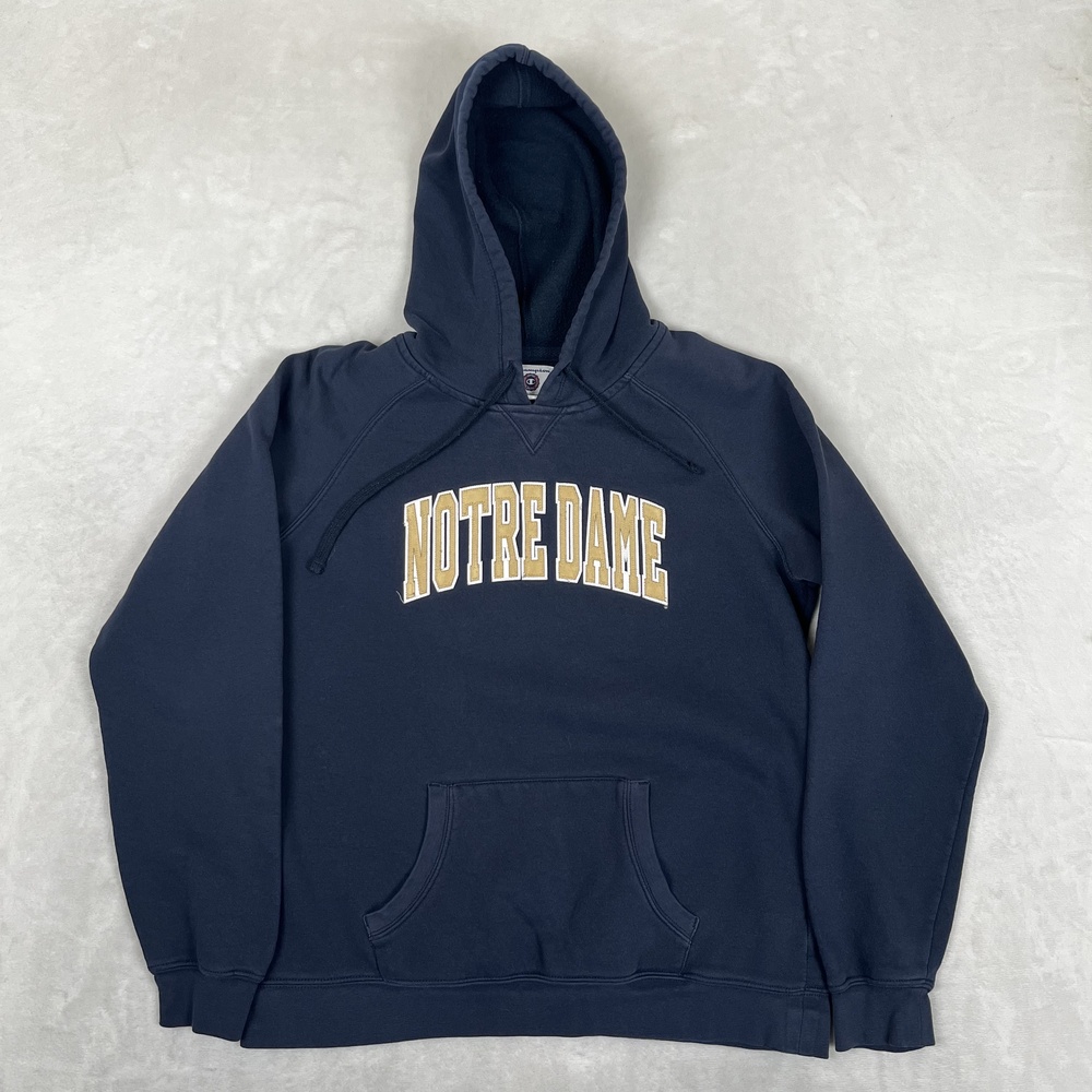 Vintage Notre Dame Fighting Irish Hoodie Sweatshirt Womens XL Blue NCAA Champion